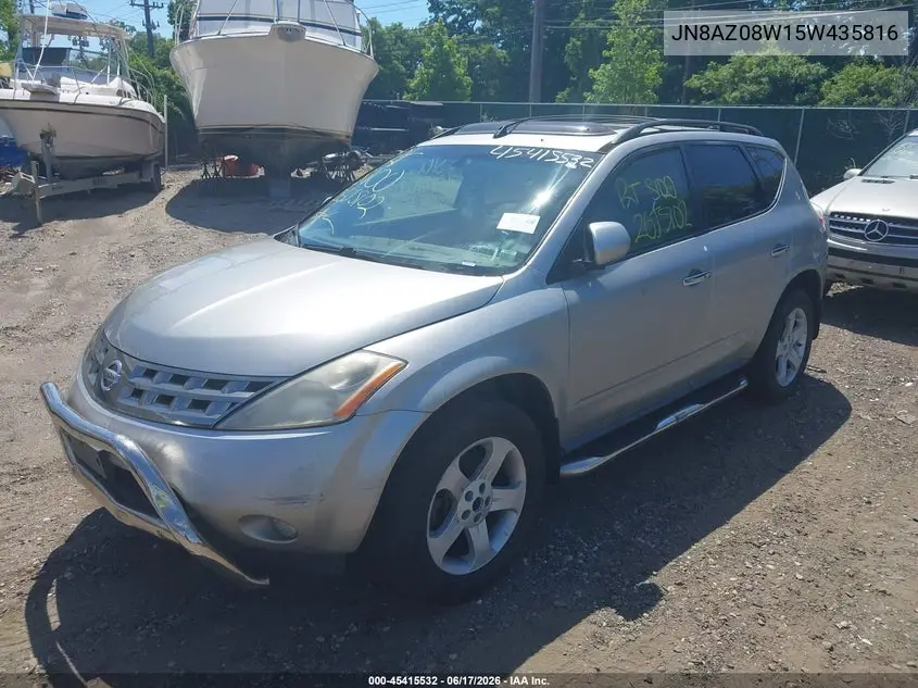 2005 Nissan Murano Sl VIN: JN8AZ08W15W435816 Lot: 45415532