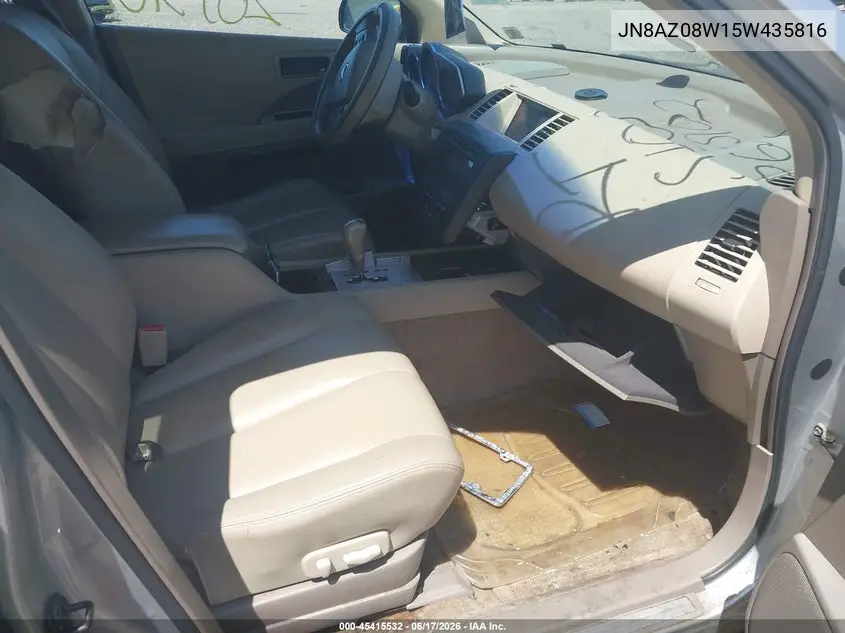 2005 Nissan Murano Sl VIN: JN8AZ08W15W435816 Lot: 45415532