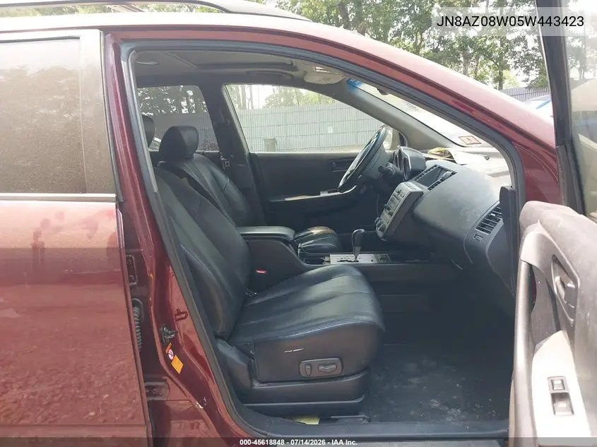 2005 Nissan Murano Sl VIN: JN8AZ08W05W443423 Lot: 45618848