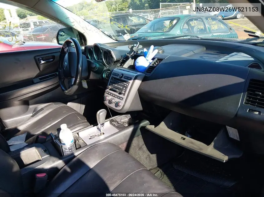2006 Nissan Murano Sl VIN: JN8AZ08W26W521153 Lot: 45475103