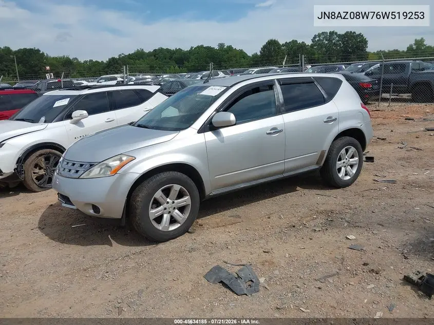 2006 Nissan Murano S VIN: JN8AZ08W76W519253 Lot: 45634185