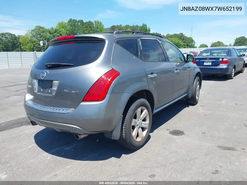 JN8AZ08WX7W652199 2007 Nissan Murano Sl