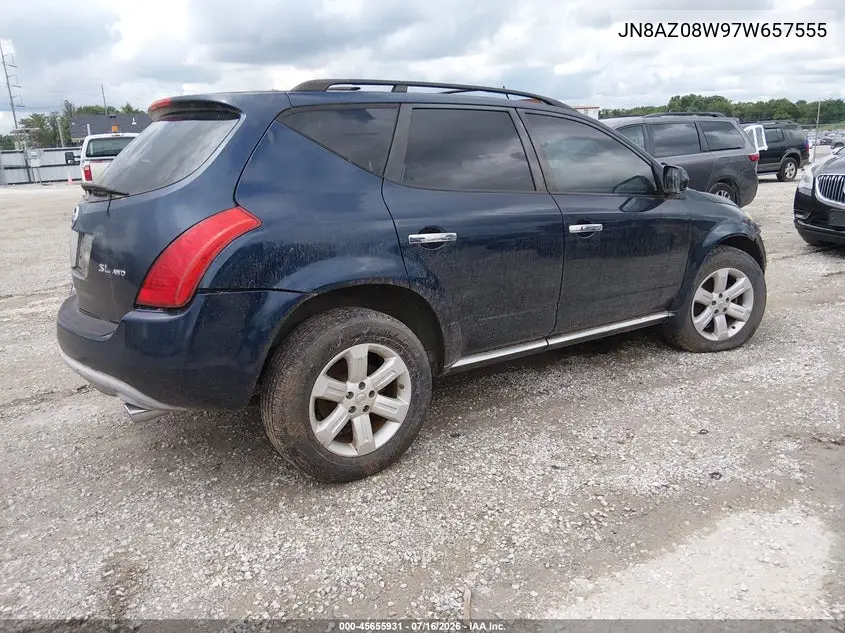 2007 Nissan Murano Sl VIN: JN8AZ08W97W657555 Lot: 45655931