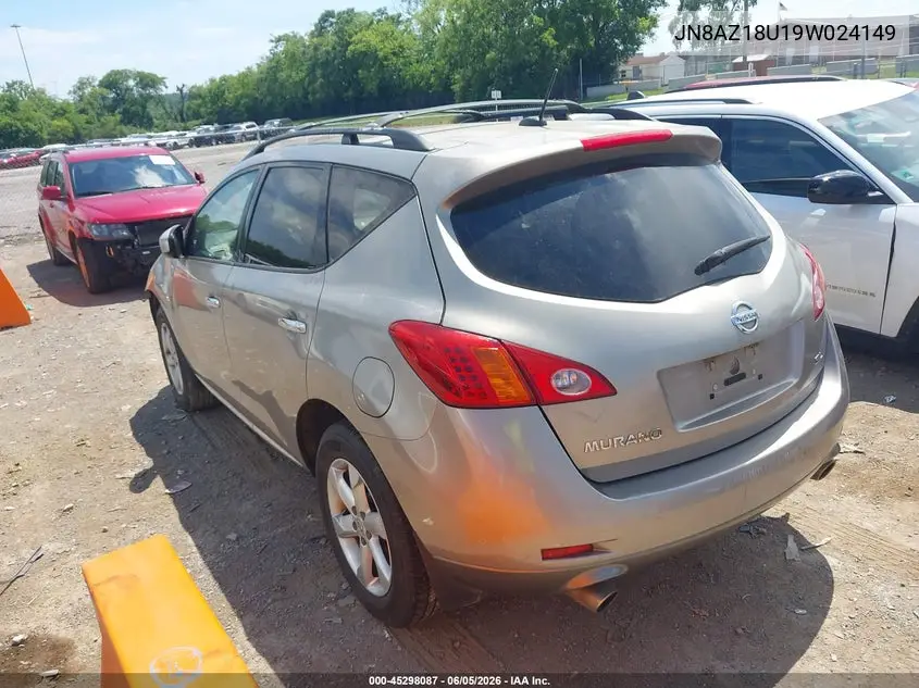 2009 Nissan Murano Sl VIN: JN8AZ18U19W024149 Lot: 45298087