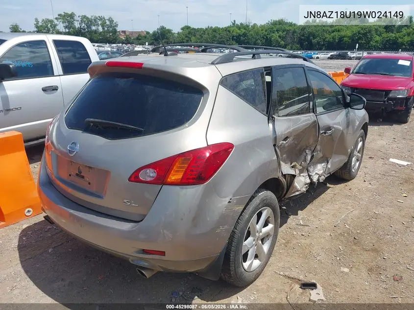 2009 Nissan Murano Sl VIN: JN8AZ18U19W024149 Lot: 45298087