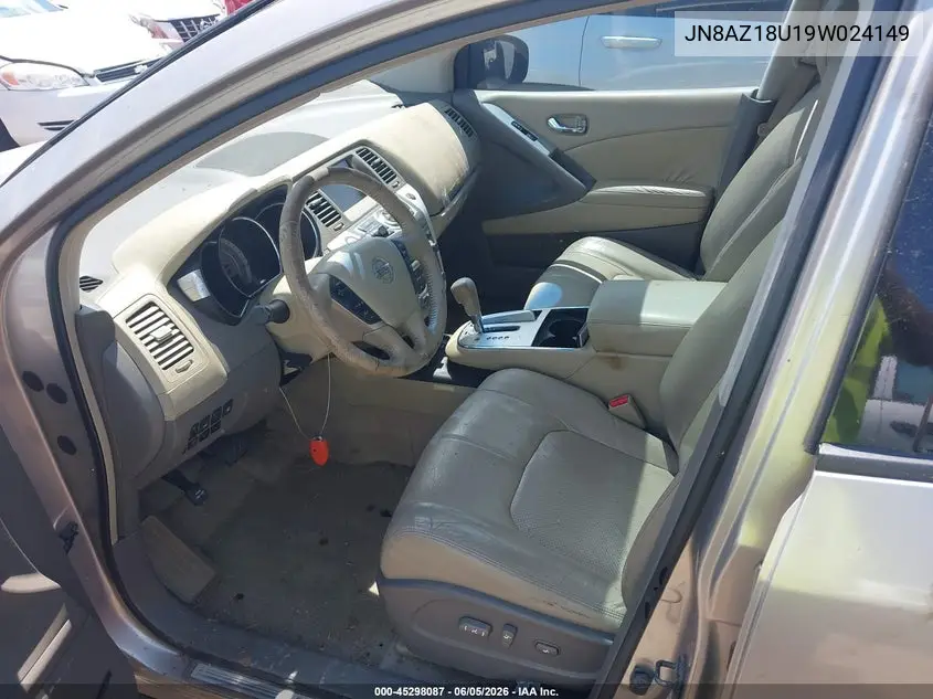 2009 Nissan Murano Sl VIN: JN8AZ18U19W024149 Lot: 45298087
