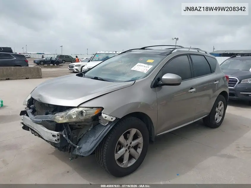 2009 Nissan Murano Sl VIN: JN8AZ18W49W208342 Lot: 45597633