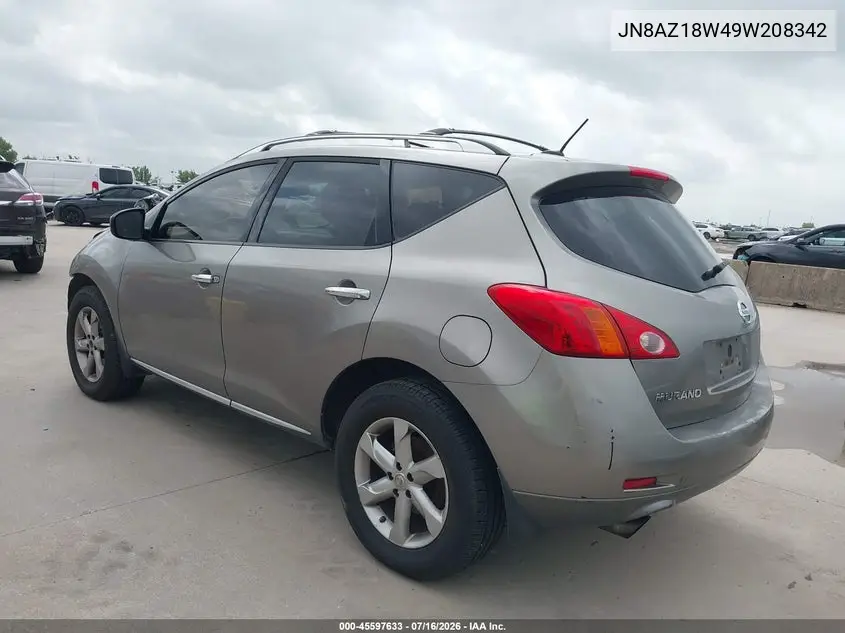 2009 Nissan Murano Sl VIN: JN8AZ18W49W208342 Lot: 45597633