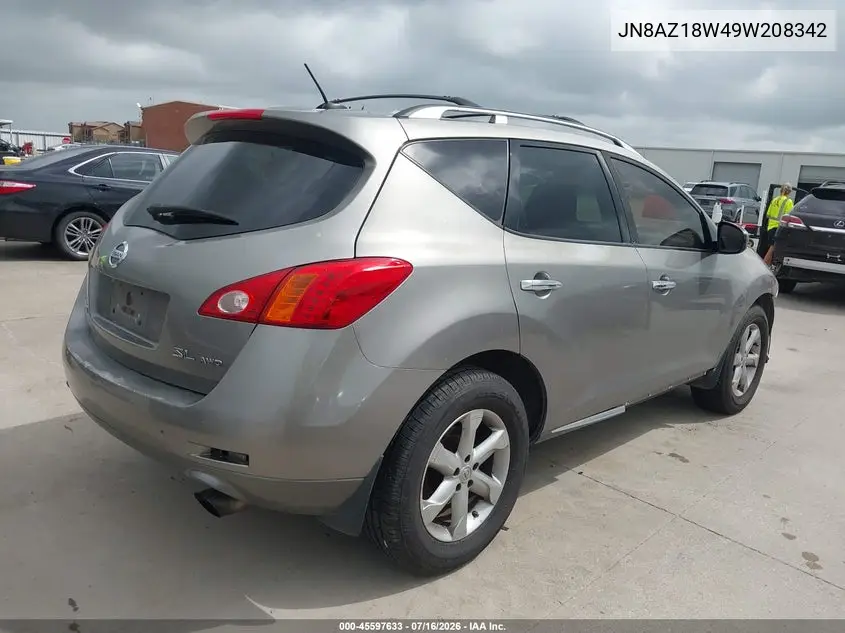 2009 Nissan Murano Sl VIN: JN8AZ18W49W208342 Lot: 45597633