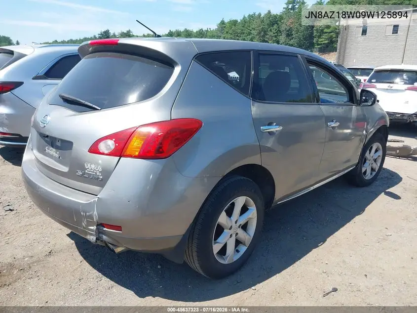 2009 Nissan Murano Sl VIN: JN8AZ18W09W125894 Lot: 45637323