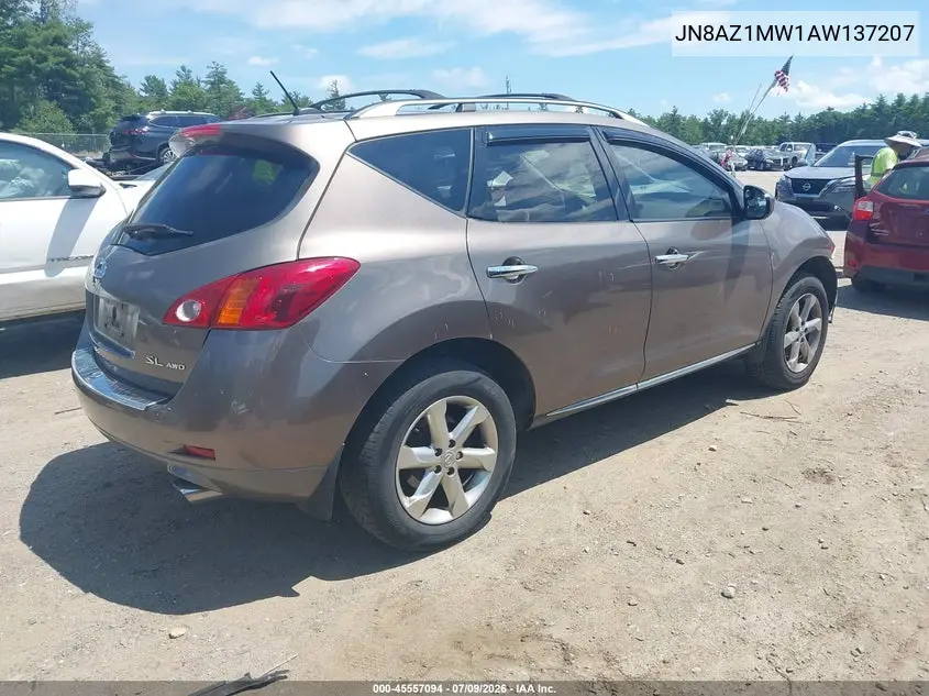 2010 Nissan Murano Sl VIN: JN8AZ1MW1AW137207 Lot: 45557094