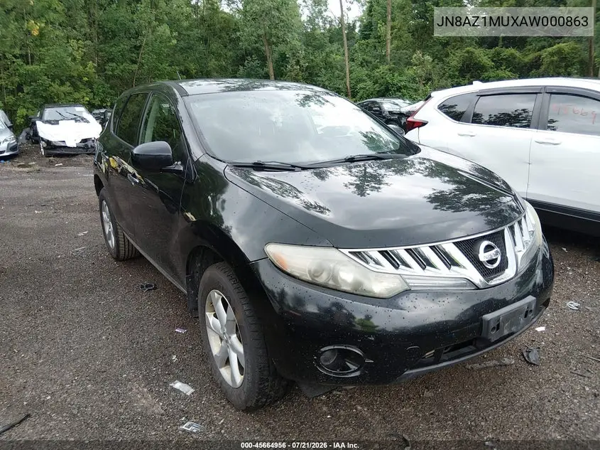 2010 Nissan Murano S VIN: JN8AZ1MUXAW000863 Lot: 45664956