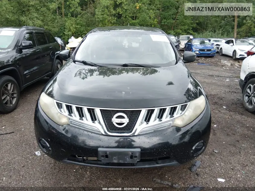 2010 Nissan Murano S VIN: JN8AZ1MUXAW000863 Lot: 45664956