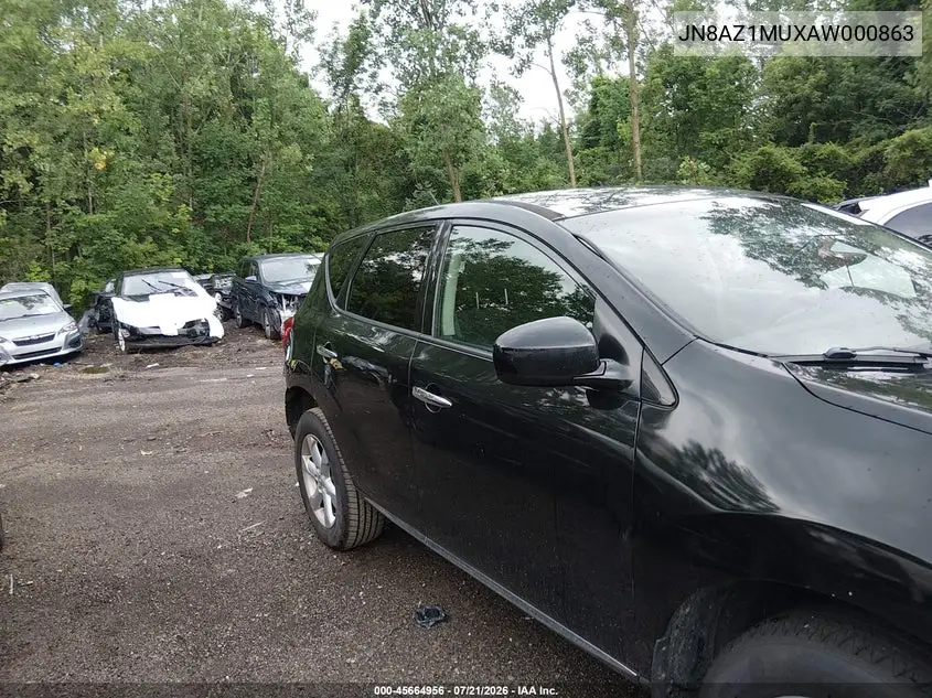 2010 Nissan Murano S VIN: JN8AZ1MUXAW000863 Lot: 45664956