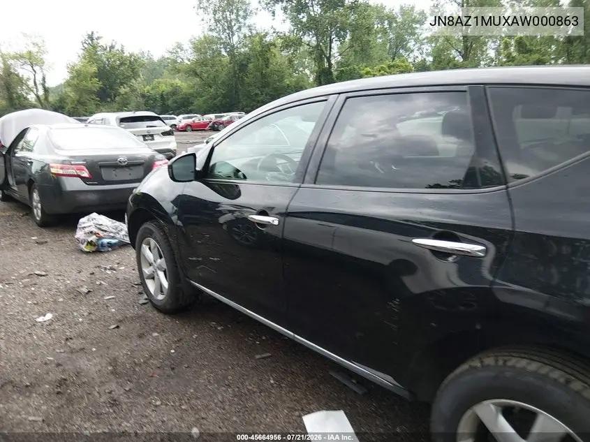 2010 Nissan Murano S VIN: JN8AZ1MUXAW000863 Lot: 45664956