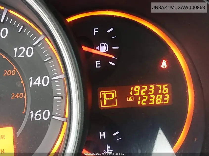 2010 Nissan Murano S VIN: JN8AZ1MUXAW000863 Lot: 45664956