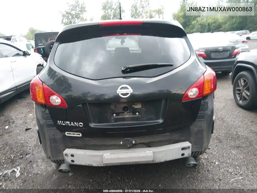 2010 Nissan Murano S VIN: JN8AZ1MUXAW000863 Lot: 45664956