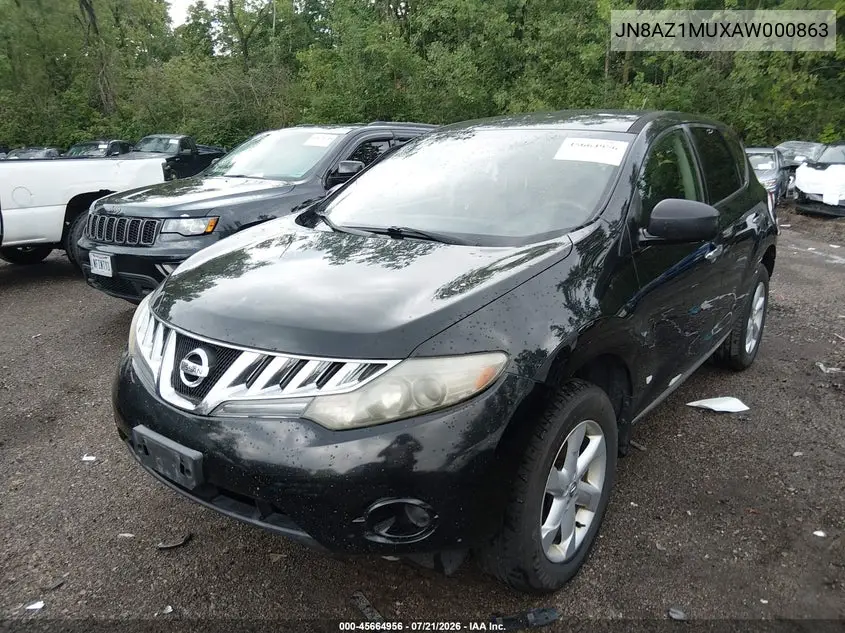 2010 Nissan Murano S VIN: JN8AZ1MUXAW000863 Lot: 45664956