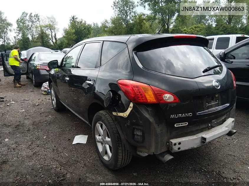 2010 Nissan Murano S VIN: JN8AZ1MUXAW000863 Lot: 45664956