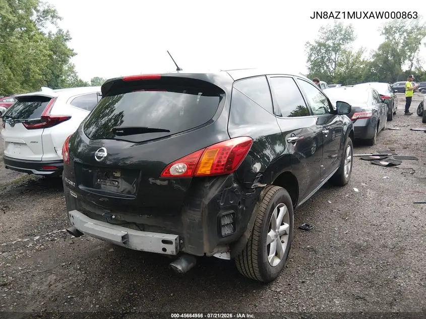 2010 Nissan Murano S VIN: JN8AZ1MUXAW000863 Lot: 45664956