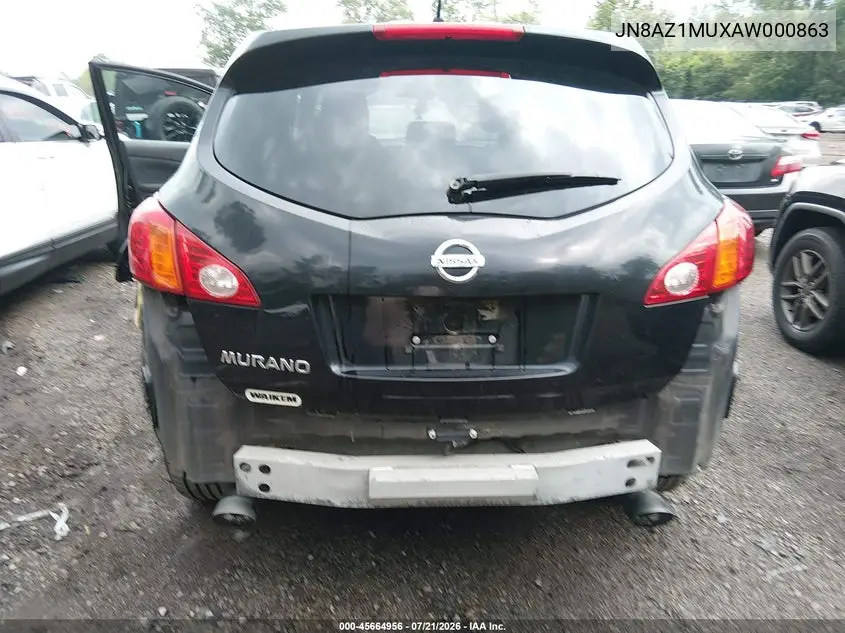 2010 Nissan Murano S VIN: JN8AZ1MUXAW000863 Lot: 45664956