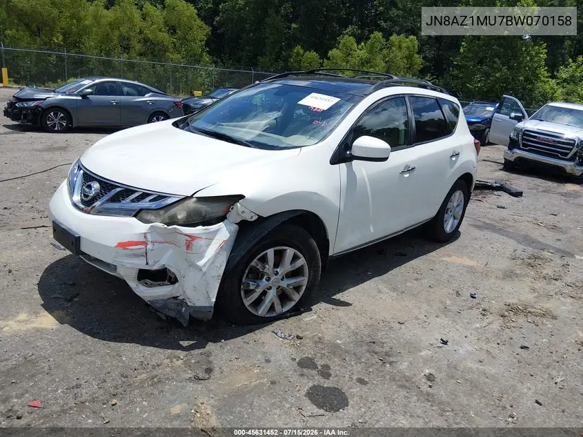 2011 Nissan Murano Sl VIN: JN8AZ1MU7BW070158 Lot: 45631452