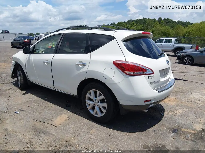 2011 Nissan Murano Sl VIN: JN8AZ1MU7BW070158 Lot: 45631452