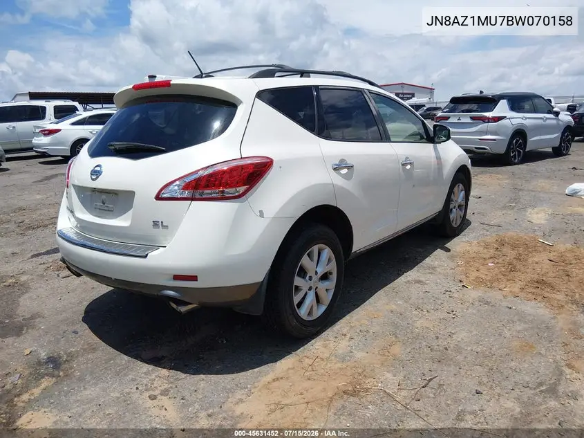 2011 Nissan Murano Sl VIN: JN8AZ1MU7BW070158 Lot: 45631452