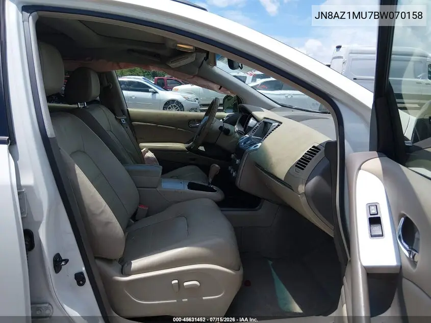 2011 Nissan Murano Sl VIN: JN8AZ1MU7BW070158 Lot: 45631452