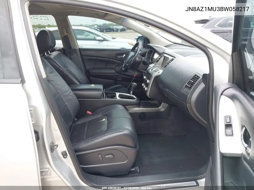 2011 Nissan Murano Sl VIN: JN8AZ1MU3BW058217 Lot: 45636191