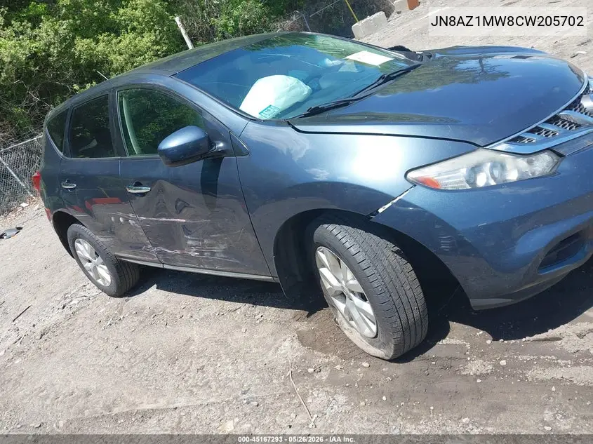 2012 Nissan Murano S VIN: JN8AZ1MW8CW205702 Lot: 45167293