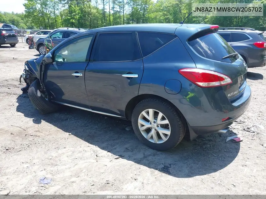2012 Nissan Murano S VIN: JN8AZ1MW8CW205702 Lot: 45167293