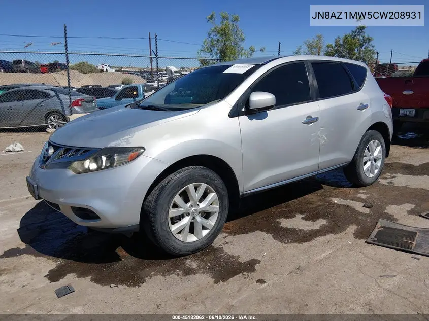 2012 Nissan Murano S VIN: JN8AZ1MW5CW208931 Lot: 45182062