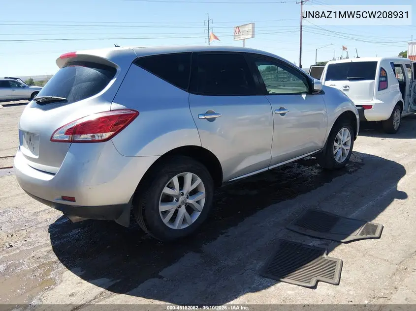 2012 Nissan Murano S VIN: JN8AZ1MW5CW208931 Lot: 45182062