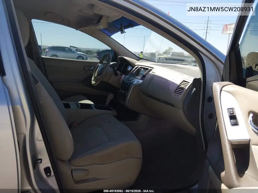 2012 Nissan Murano S VIN: JN8AZ1MW5CW208931 Lot: 45182062