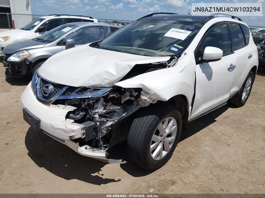 2012 Nissan Murano Sv VIN: JN8AZ1MU4CW103294 Lot: 45584693