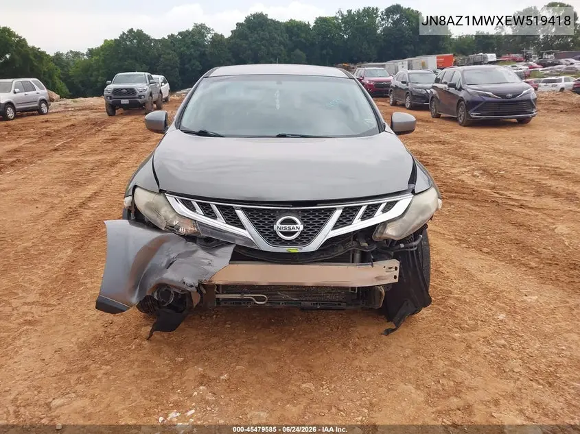 2014 Nissan Murano S VIN: JN8AZ1MWXEW519418 Lot: 45479585