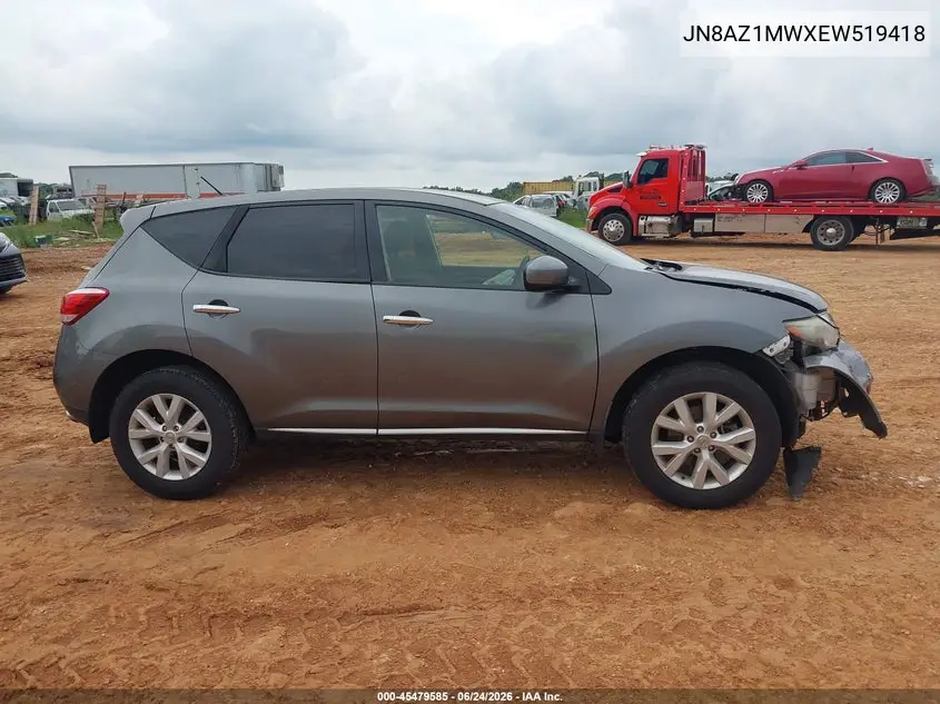 2014 Nissan Murano S VIN: JN8AZ1MWXEW519418 Lot: 45479585
