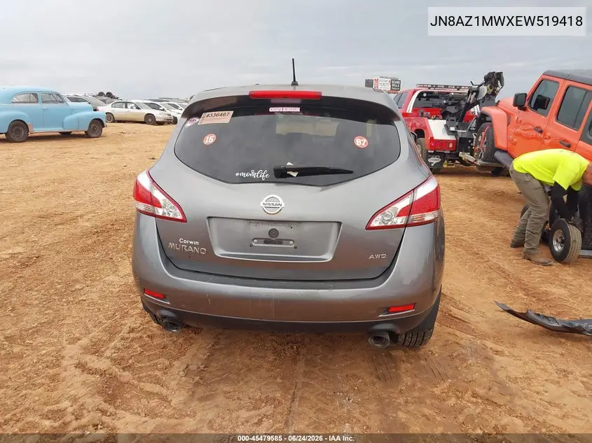 2014 Nissan Murano S VIN: JN8AZ1MWXEW519418 Lot: 45479585