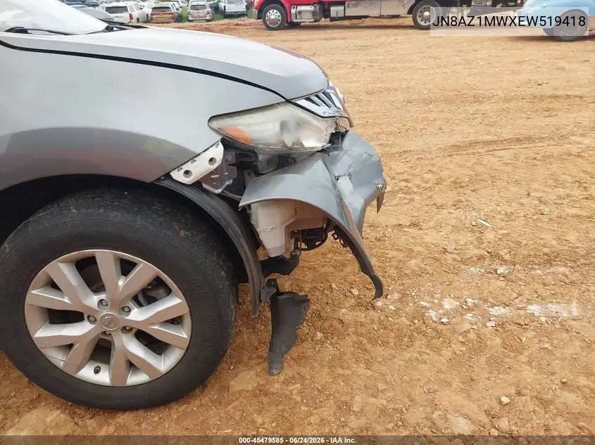 2014 Nissan Murano S VIN: JN8AZ1MWXEW519418 Lot: 45479585