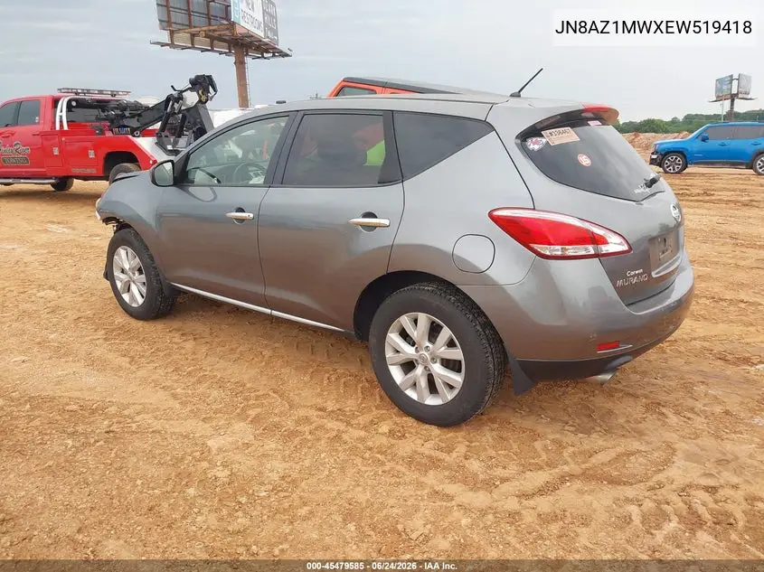 2014 Nissan Murano S VIN: JN8AZ1MWXEW519418 Lot: 45479585