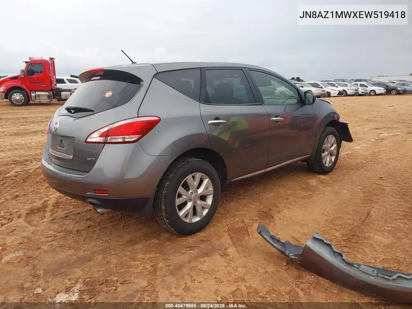 2014 Nissan Murano S VIN: JN8AZ1MWXEW519418 Lot: 45479585