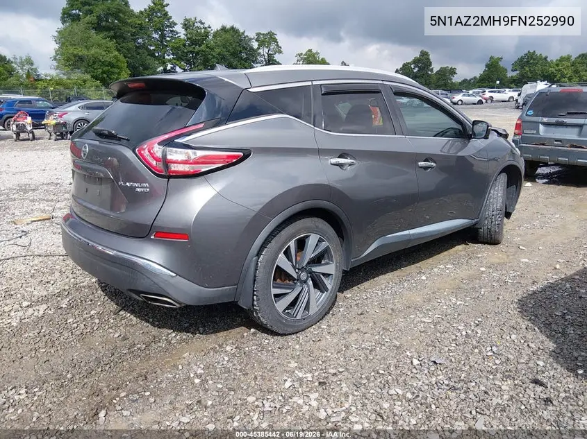 2015 Nissan Murano Platinum VIN: 5N1AZ2MH9FN252990 Lot: 45385442