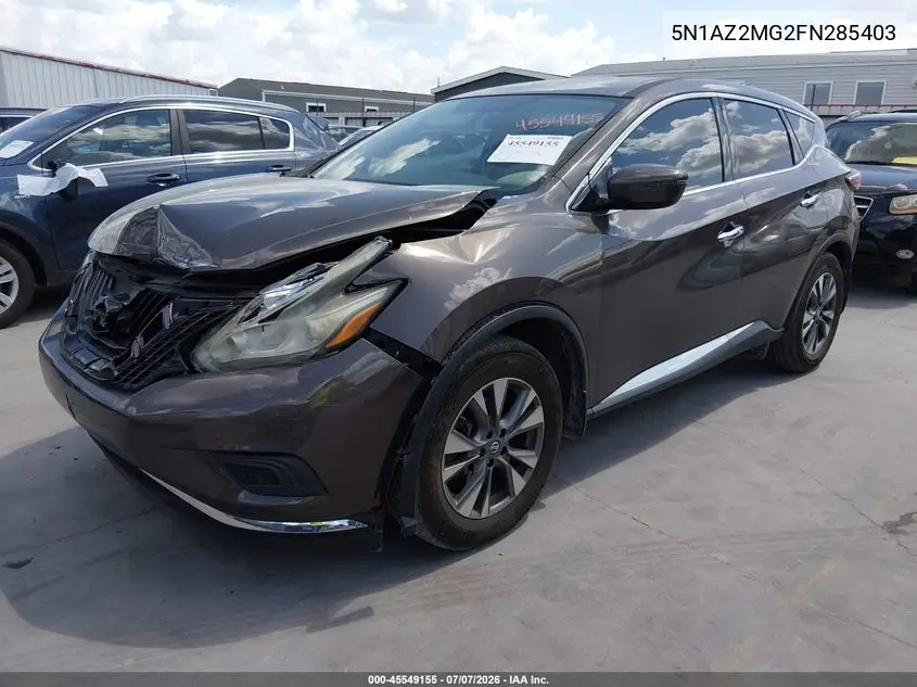2015 Nissan Murano S VIN: 5N1AZ2MG2FN285403 Lot: 45549155