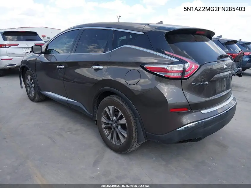 2015 Nissan Murano S VIN: 5N1AZ2MG2FN285403 Lot: 45549155