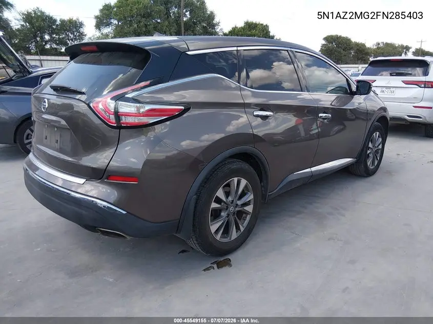 2015 Nissan Murano S VIN: 5N1AZ2MG2FN285403 Lot: 45549155
