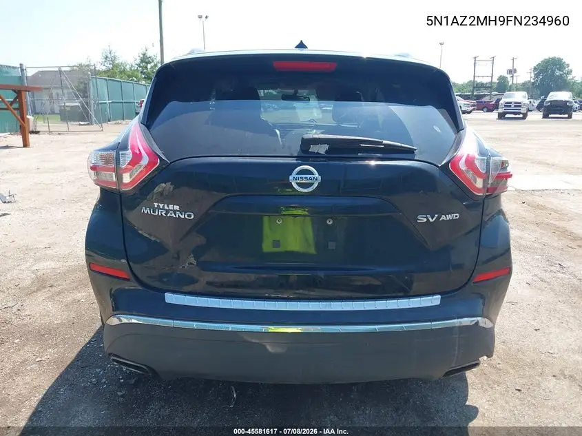 2015 Nissan Murano Sv VIN: 5N1AZ2MH9FN234960 Lot: 45581617