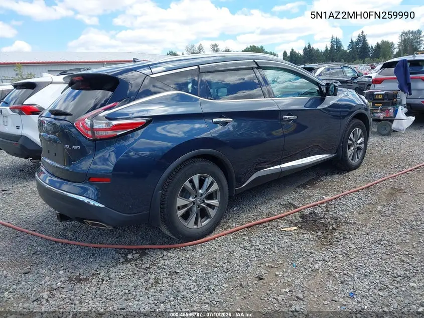 2015 Nissan Murano Platinum/S/Sl/Sv VIN: 5N1AZ2MH0FN259990 Lot: 45596787