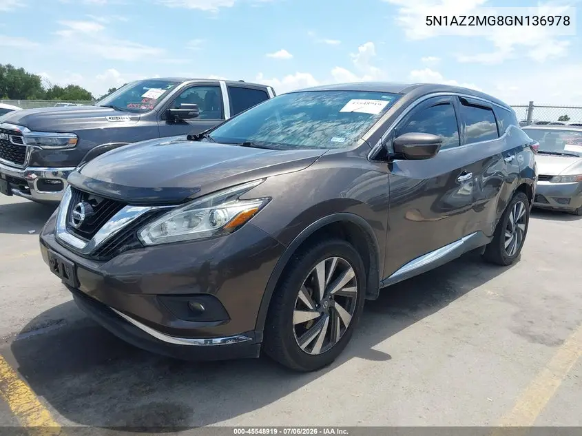 2016 Nissan Murano S VIN: 5N1AZ2MG8GN136978 Lot: 45548919