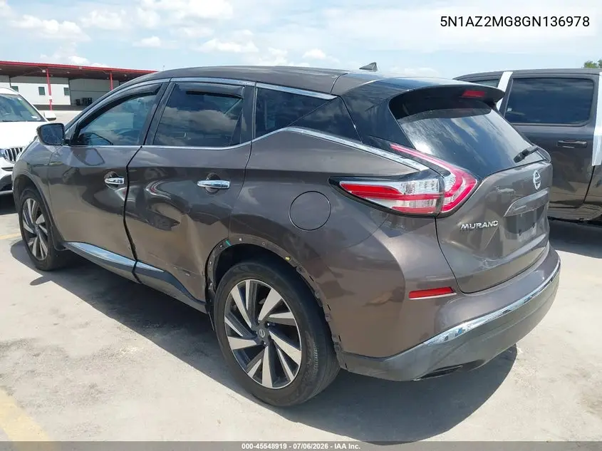 2016 Nissan Murano S VIN: 5N1AZ2MG8GN136978 Lot: 45548919